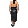SARA WOMENS LEATHER MIDI SKIRT BLACK