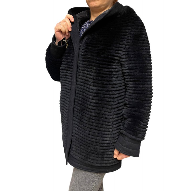 CAROL ΓΥΝΑΙΚΕΙΑ ΓΟΥΝΙΝΗ ΖΑΚΕΤΑ ΔΙΠΛΗΣ ΟΨΕΩΣ ΜΑΥΡΗ