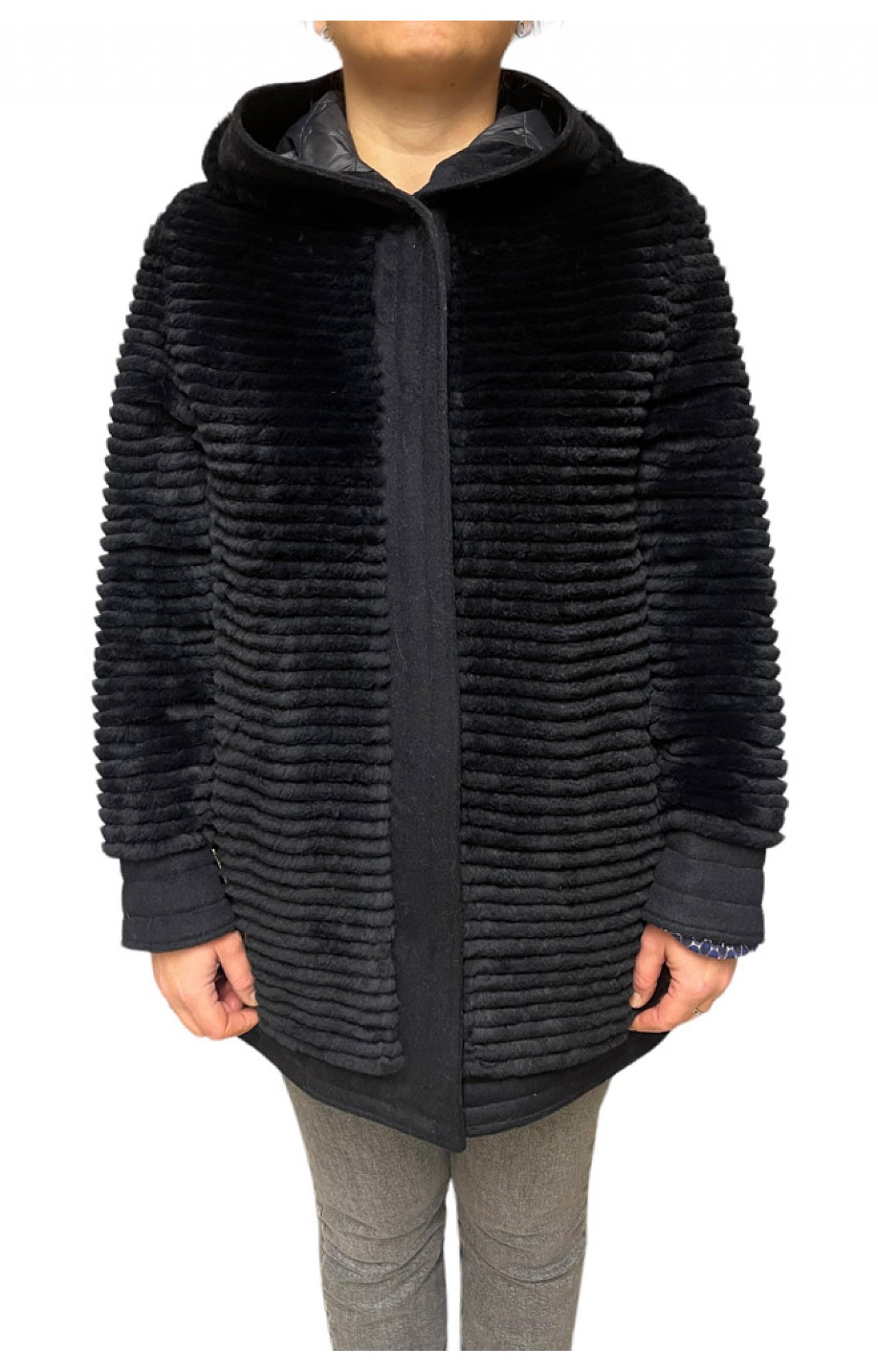 CAROL WOMENS DOUBLE SIDED FUR JACKET BLACK