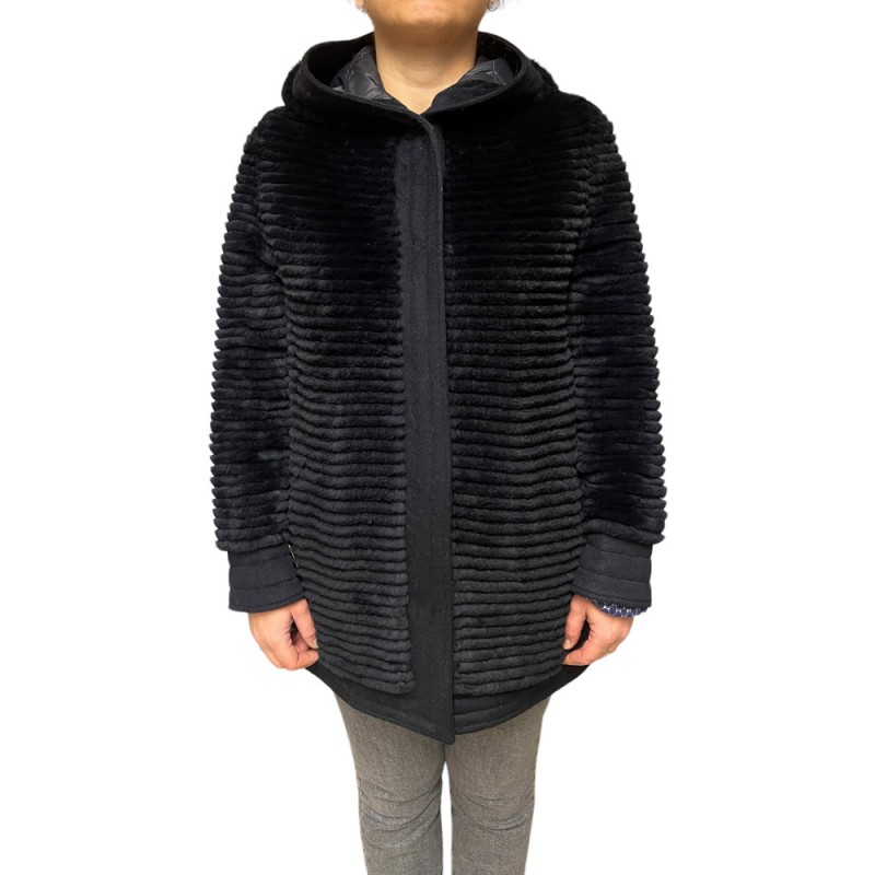 CAROL ΓΥΝΑΙΚΕΙΑ ΓΟΥΝΙΝΗ ΖΑΚΕΤΑ ΔΙΠΛΗΣ ΟΨΕΩΣ ΜΑΥΡΗ