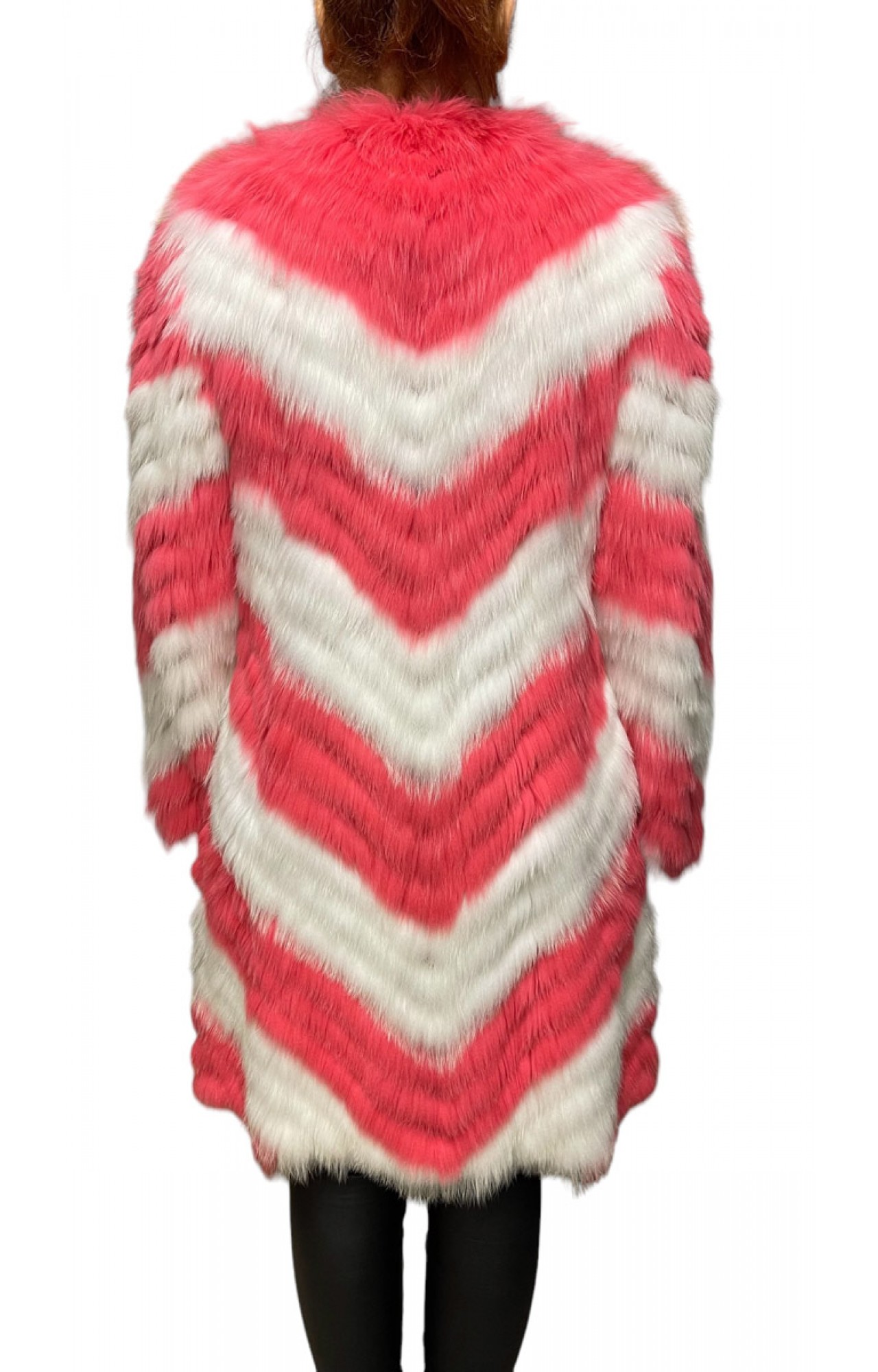 BUBBLE WOMEN FOX FUR FUCHSIA-WHITE