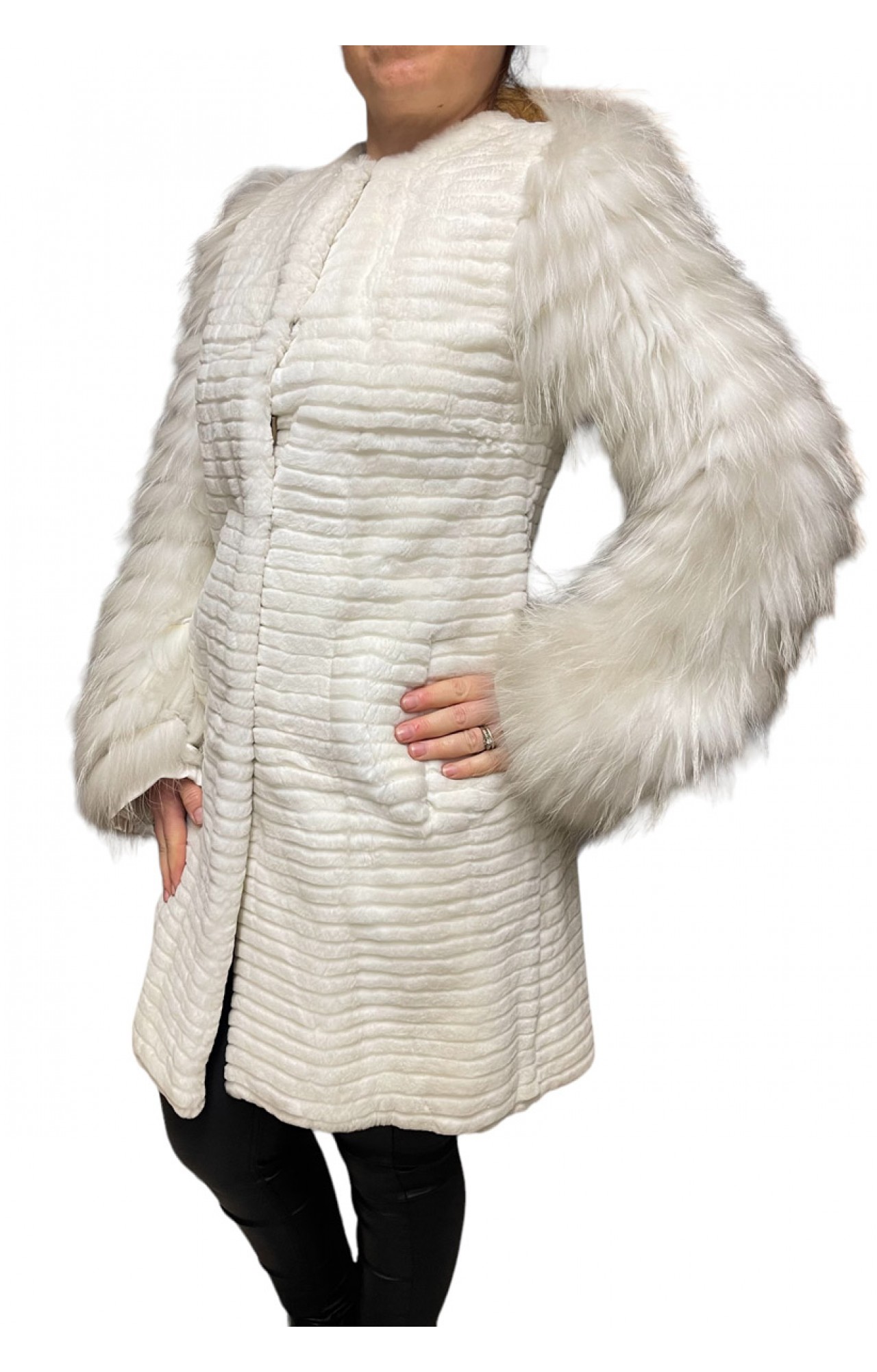 MD2136 WOMENS REX FUR WHITE