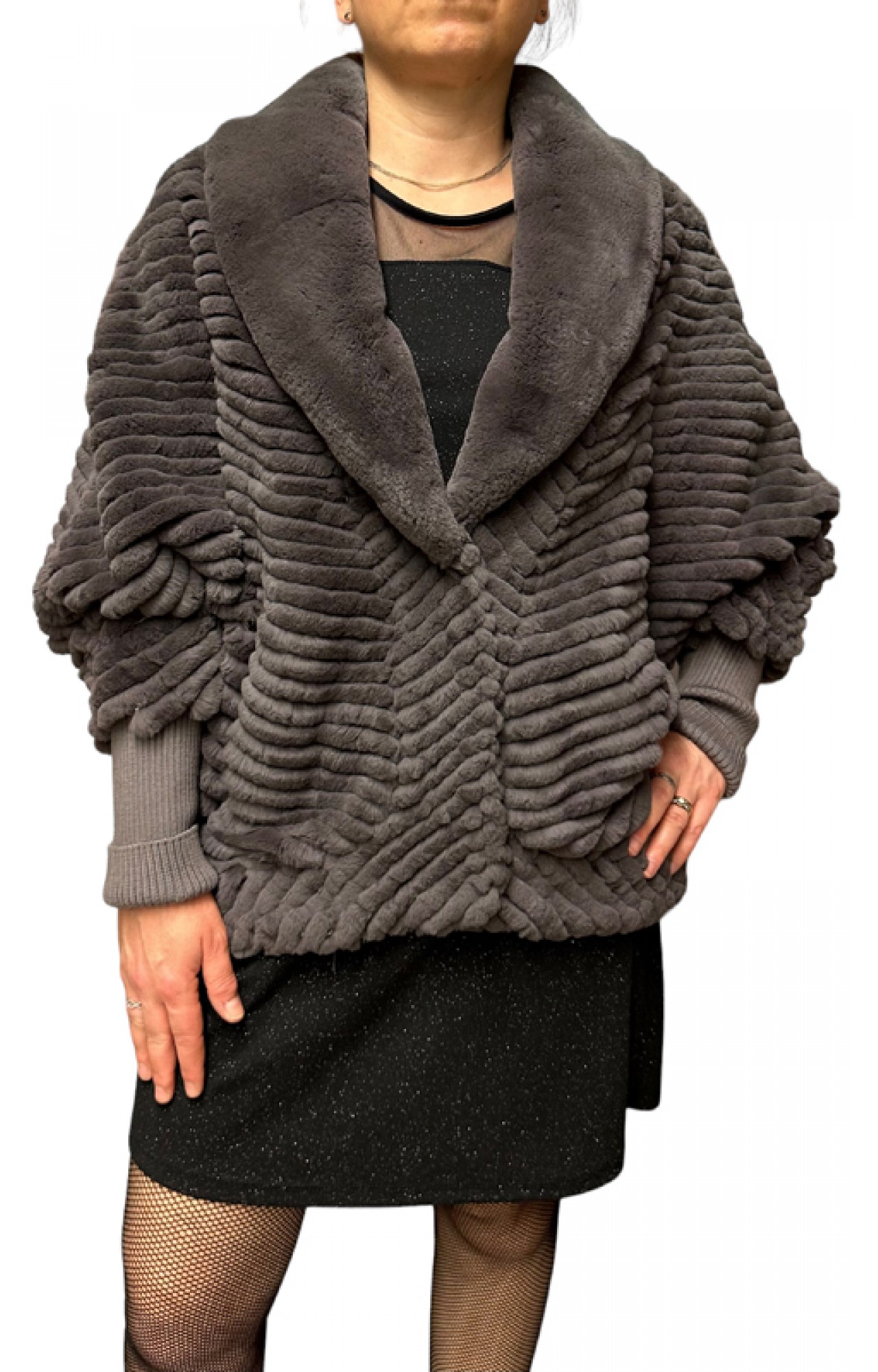 MISTY WOMENS REX FUR GREY