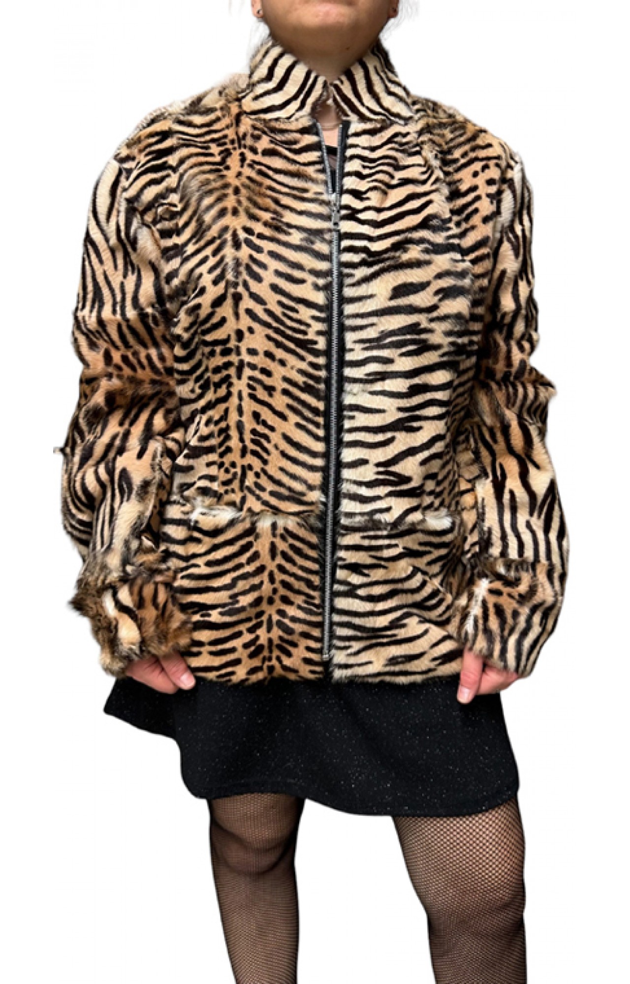 ROSALIA WOMENS LEOPARD FUR JACKET