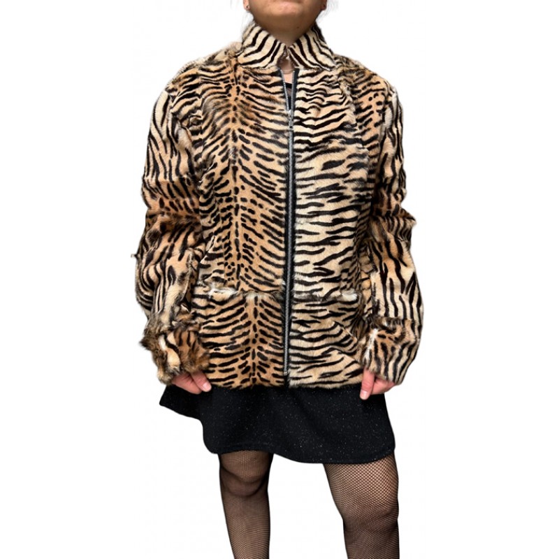 ROSALIA WOMENS LEOPARD FUR JACKET