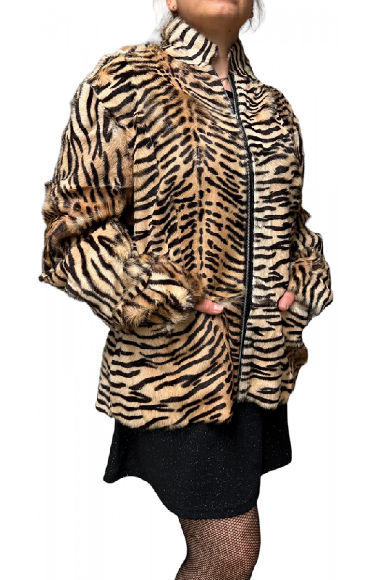 ROSALIA WOMENS LEOPARD FUR JACKET