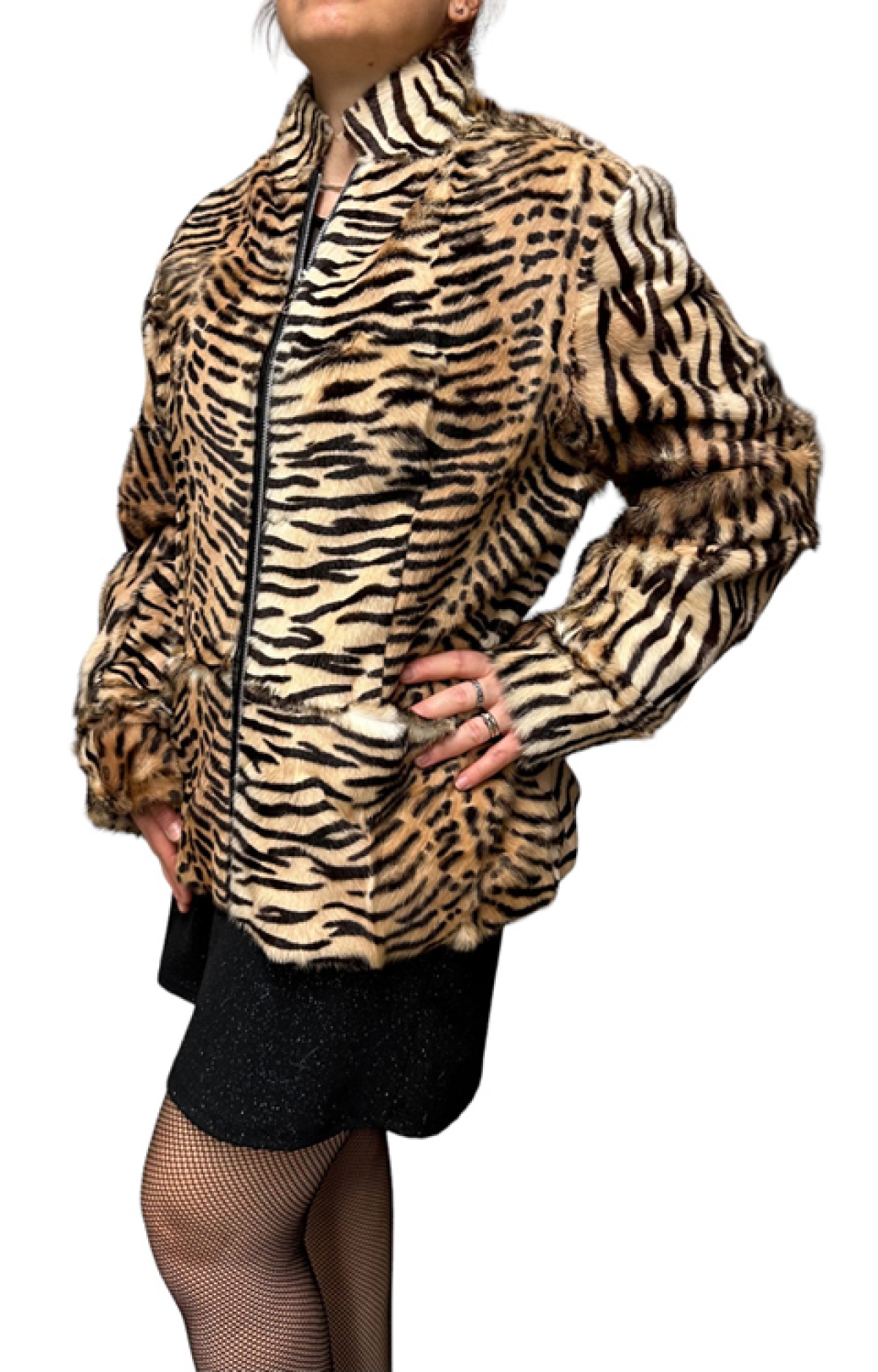 ROSALIA WOMENS LEOPARD FUR JACKET