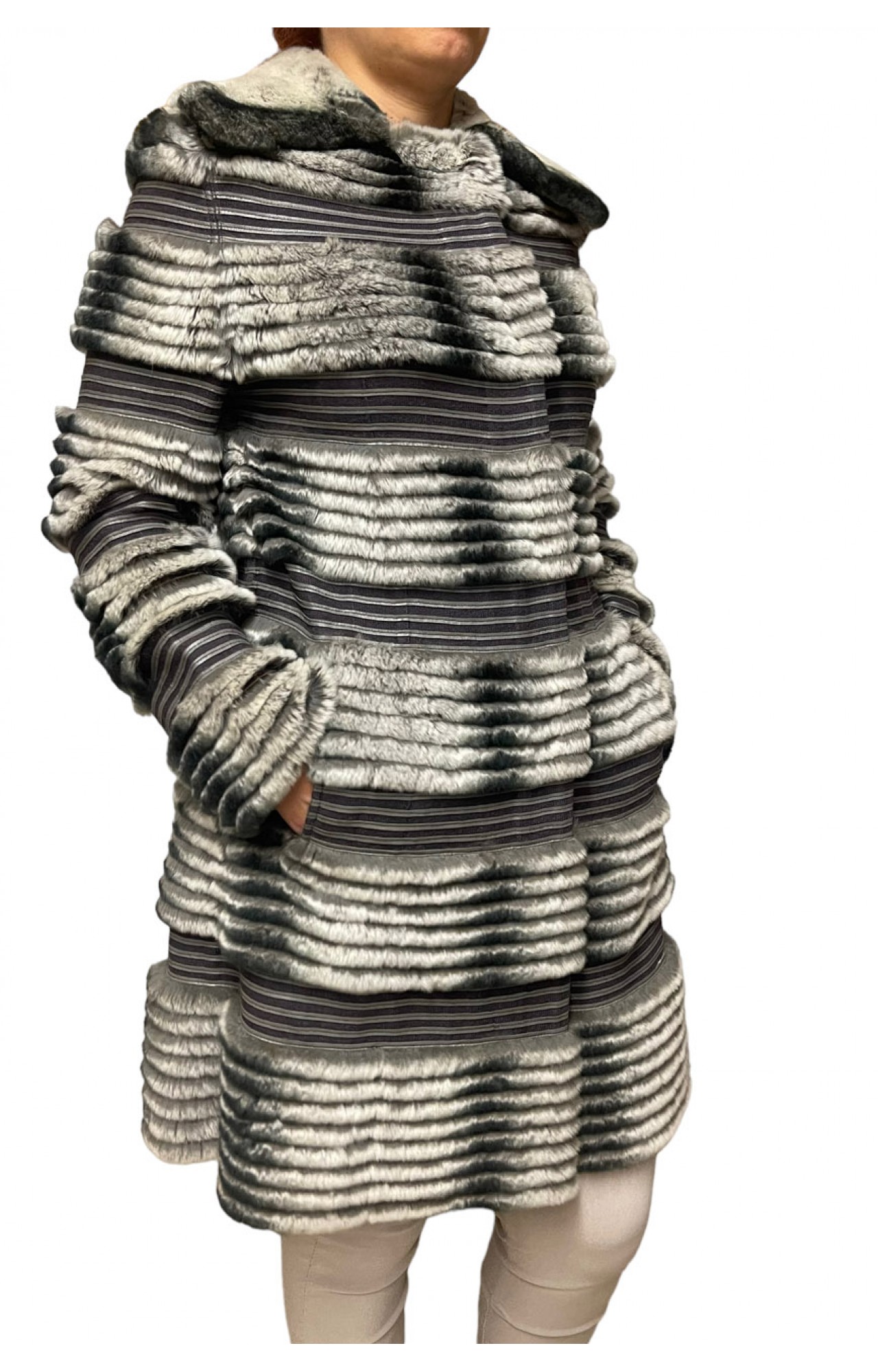 1002A WOMENS REX FUR GREY
