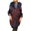 1023B WOMENS FOX FUR BLACK WITH BORDEAUX AND BLUE HIGHLIGHTS