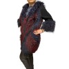 1023B WOMENS FOX FUR BLACK WITH BORDEAUX AND BLUE HIGHLIGHTS