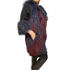 1023B WOMENS FOX FUR BLACK WITH BORDEAUX AND BLUE HIGHLIGHTS