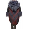 1023B WOMENS FOX FUR BLACK WITH BORDEAUX AND BLUE HIGHLIGHTS