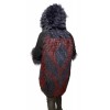 1023B WOMENS FOX FUR BLACK WITH BORDEAUX AND BLUE HIGHLIGHTS