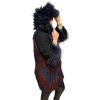 1023B WOMENS FOX FUR BLACK WITH BORDEAUX AND BLUE HIGHLIGHTS