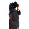 1023B WOMENS FOX FUR BLACK WITH BORDEAUX AND BLUE HIGHLIGHTS