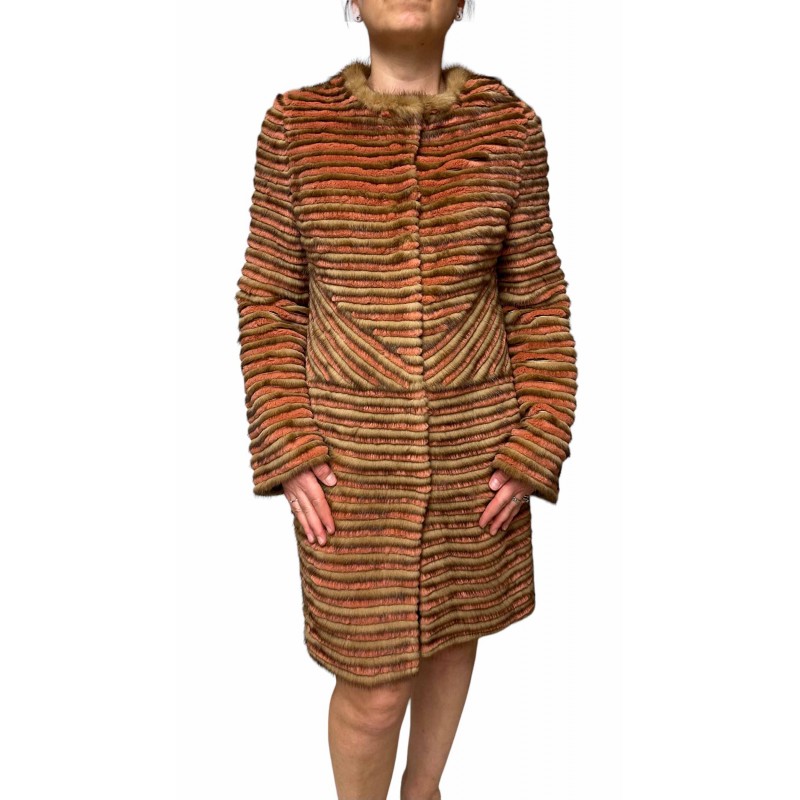 1578A WOMENS MINK-REX FUR BROWN-ORANGE