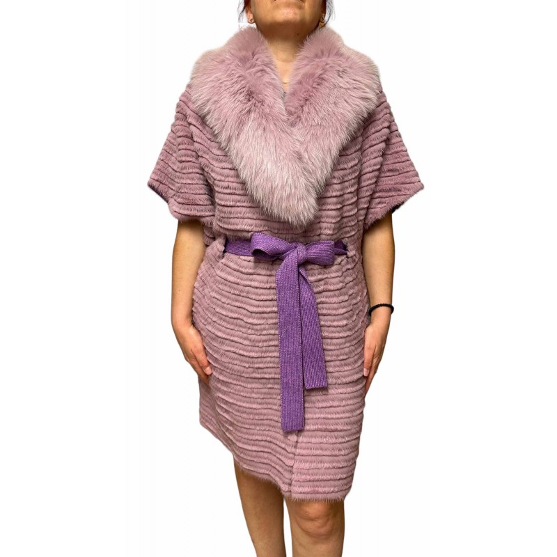 1979A WOMENS SHORT SLEEVE MINK-REX FUR PINK