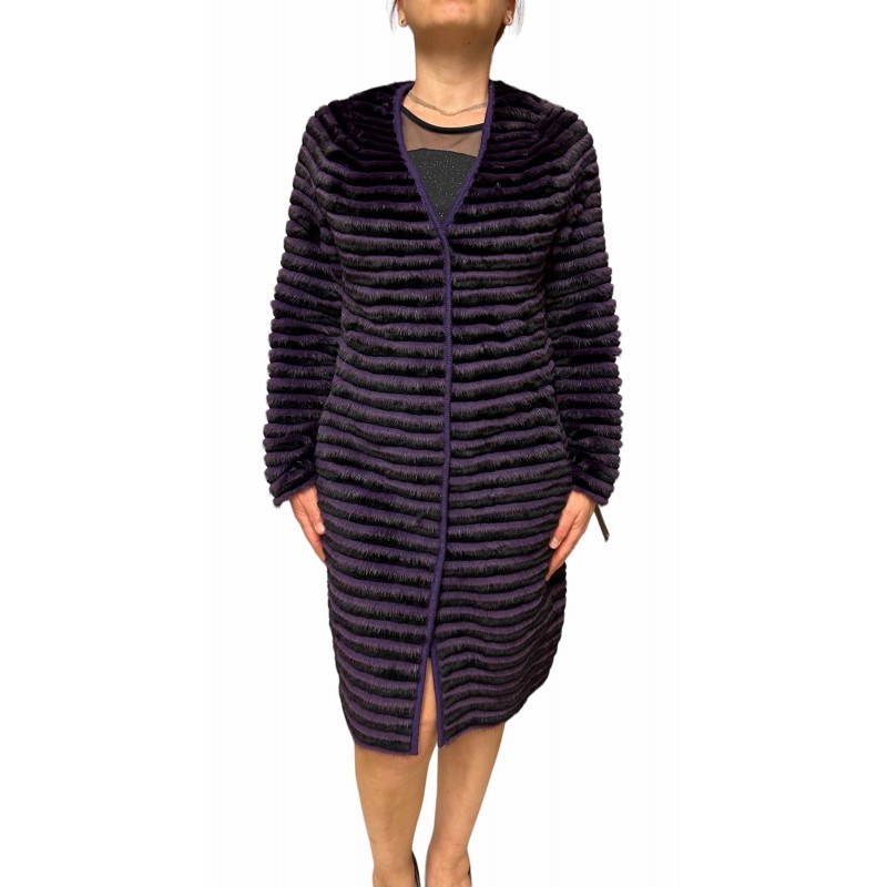 1980A WOMENS MINK-REX FUR PURPLE-BLACK