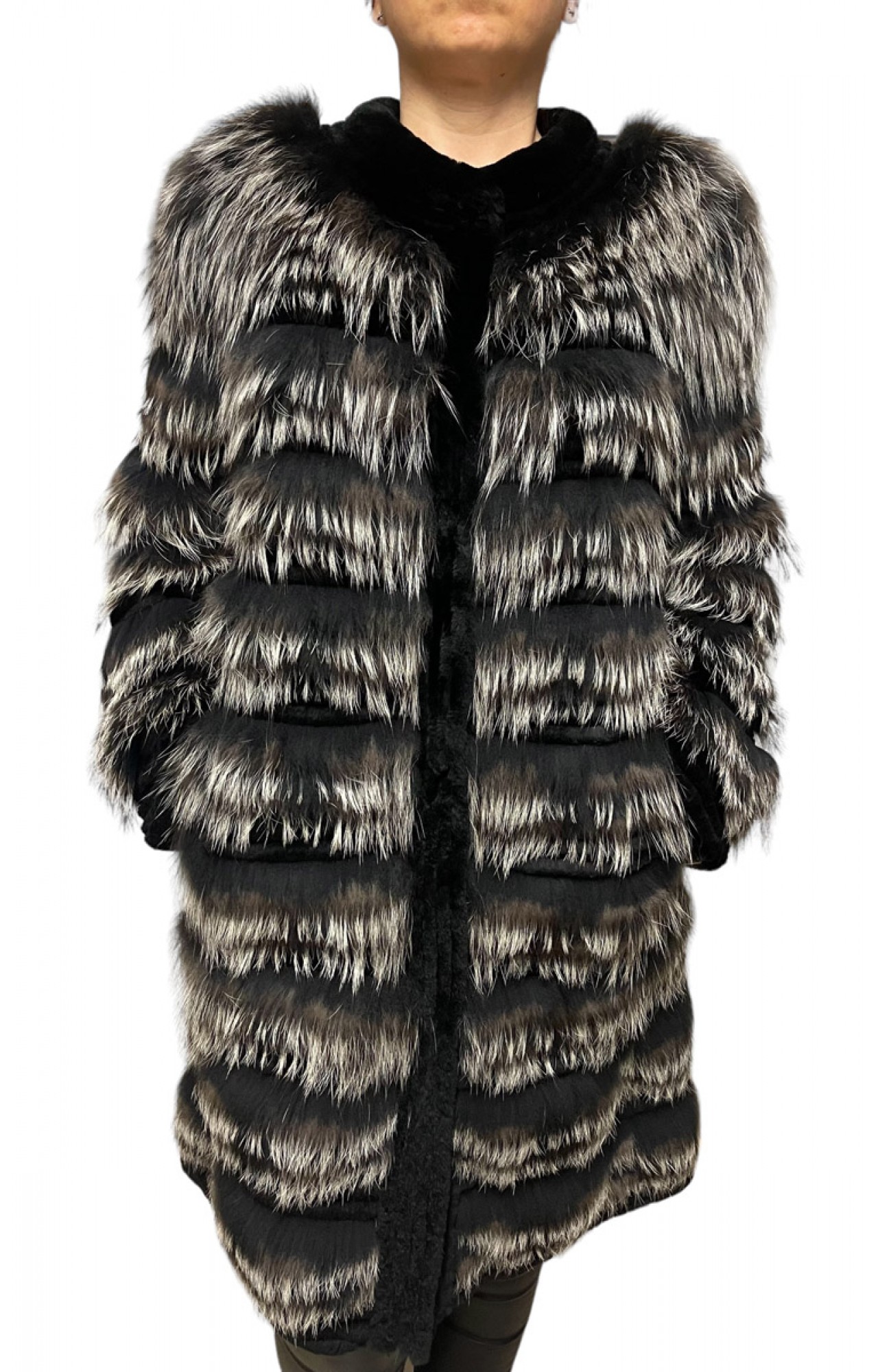 2136A WOMENS REX-FOX FUR BLACK