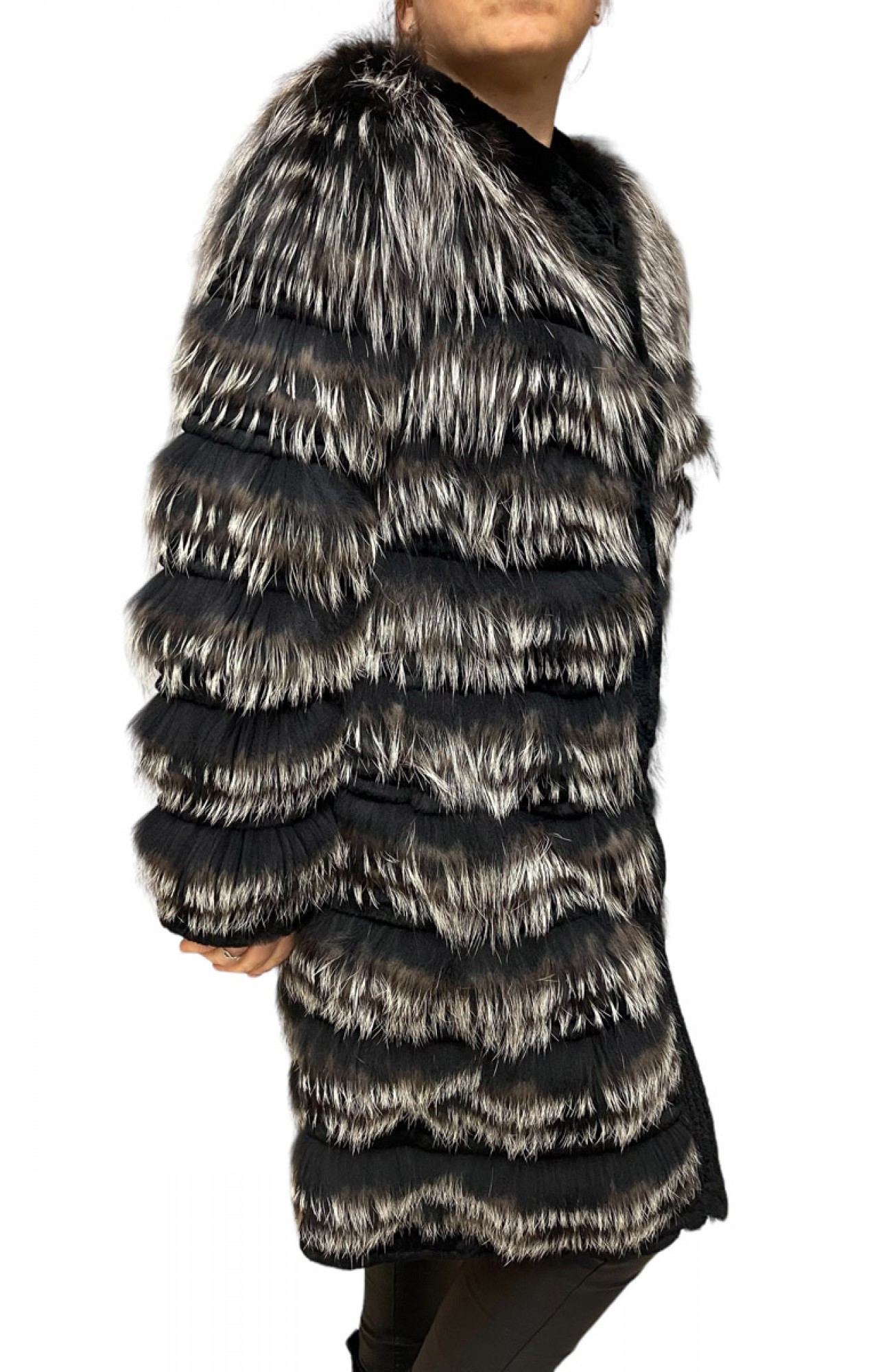 2136A WOMENS REX-FOX FUR BLACK