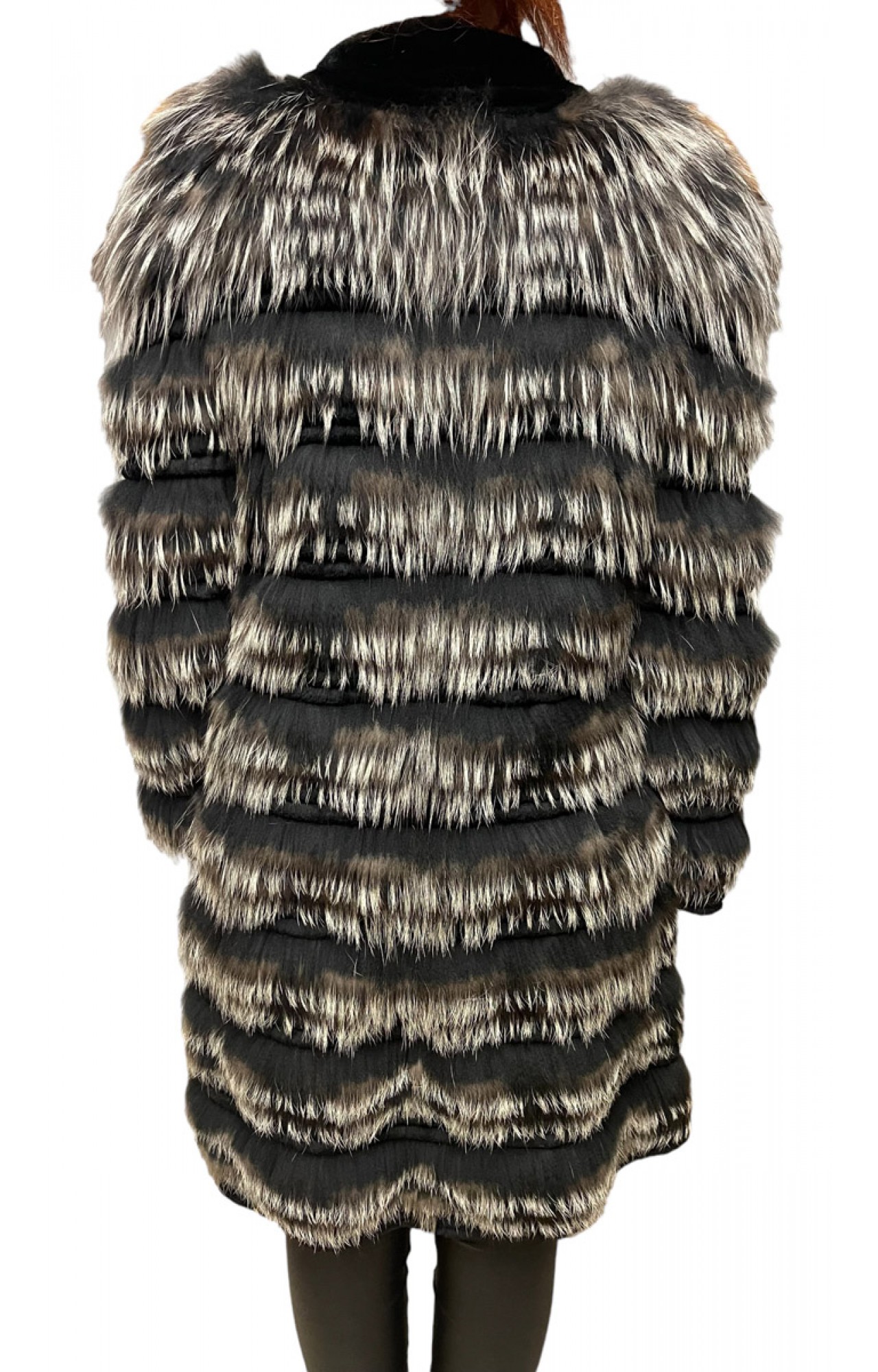 2136A WOMENS REX-FOX FUR BLACK