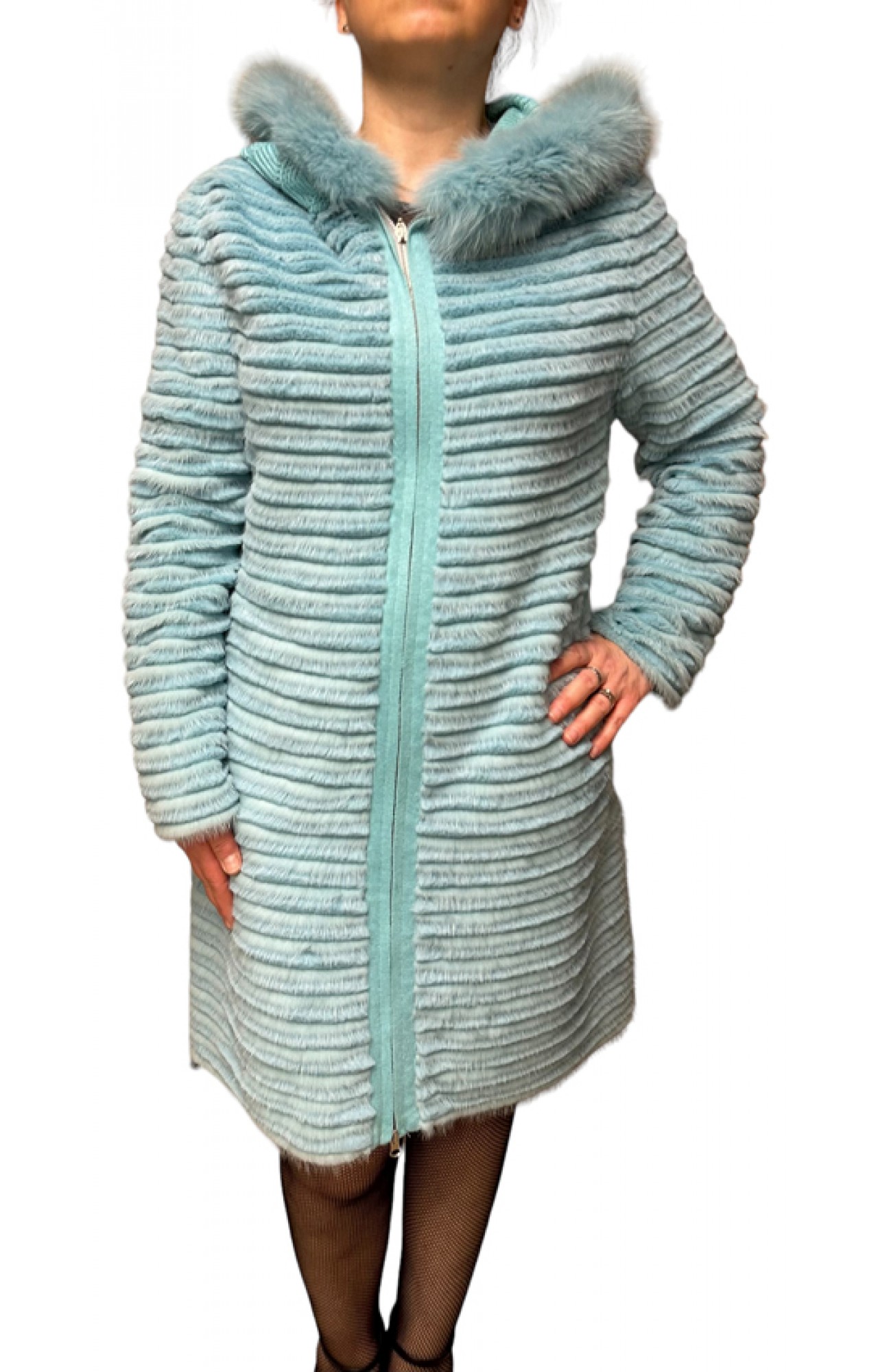 AQUARIUM WOMEN REX-MINK FUR LT BLUE