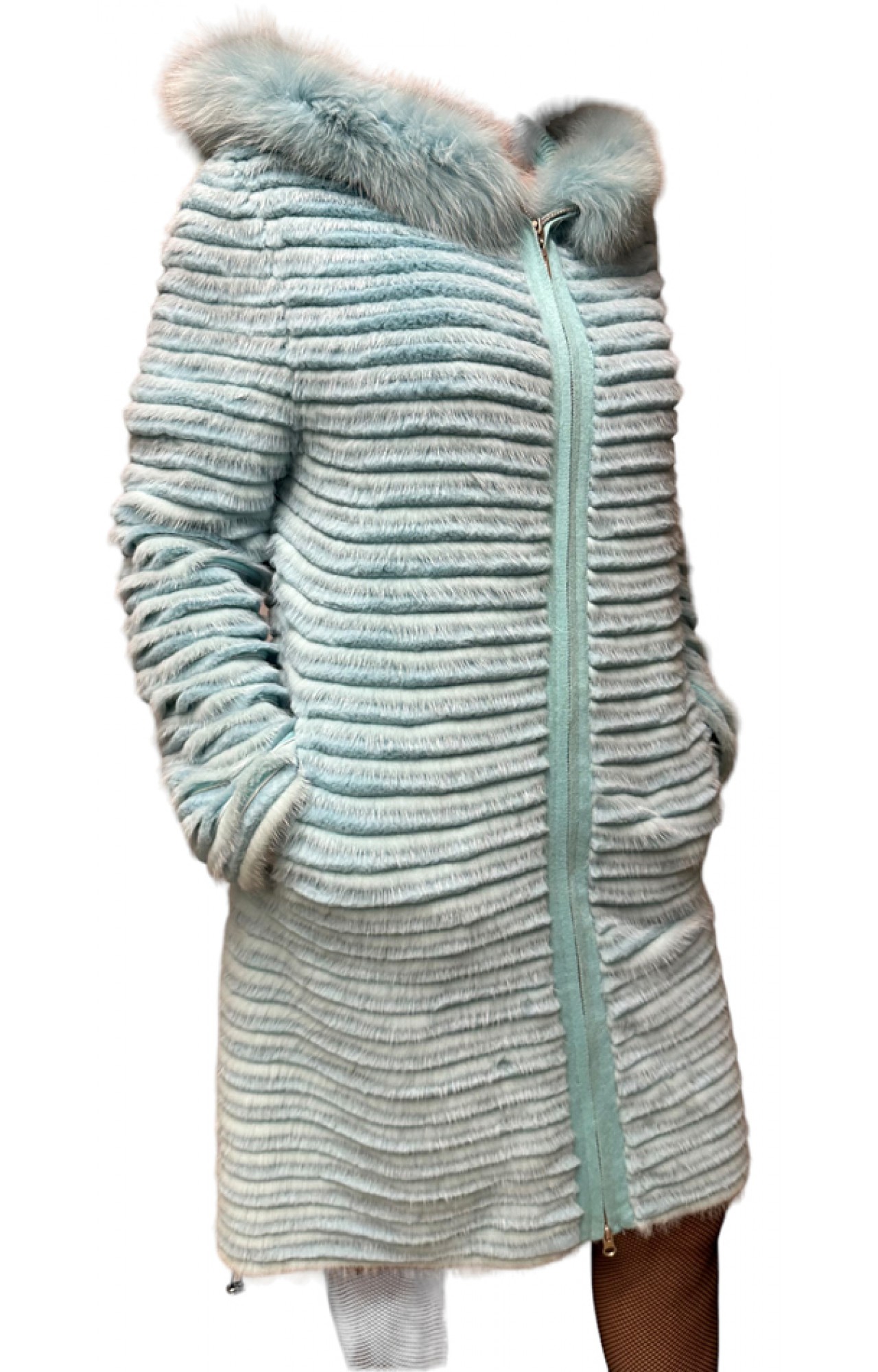 AQUARIUM WOMEN REX-MINK FUR LT BLUE