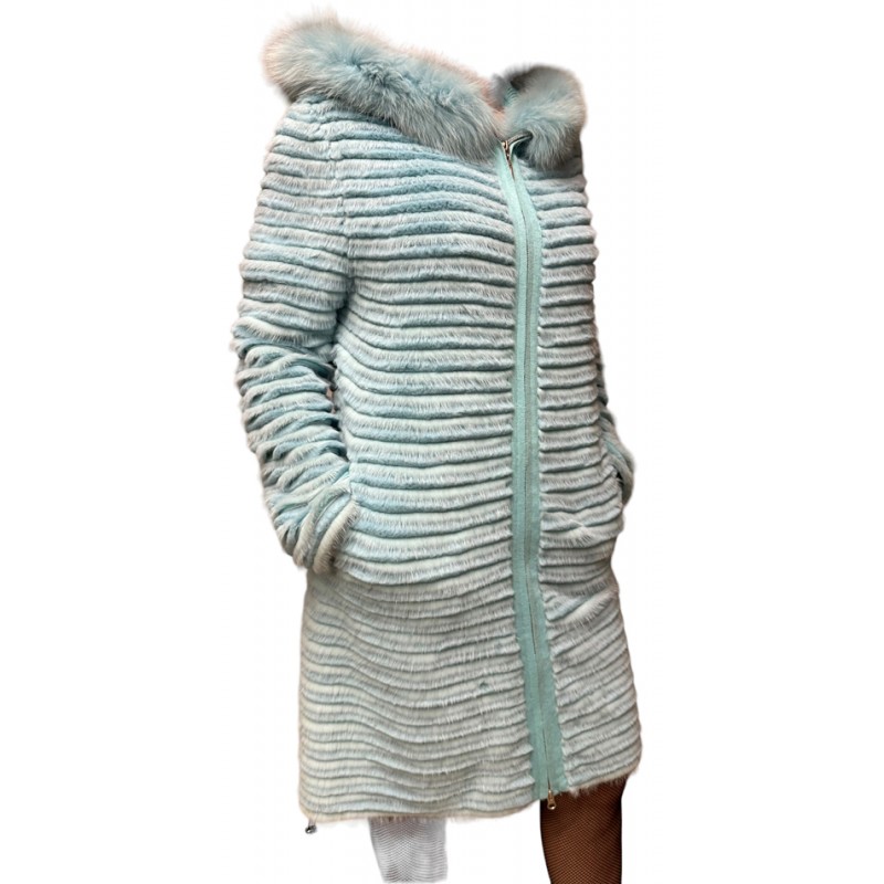 AQUARIUM WOMEN REX-MINK FUR LT BLUE