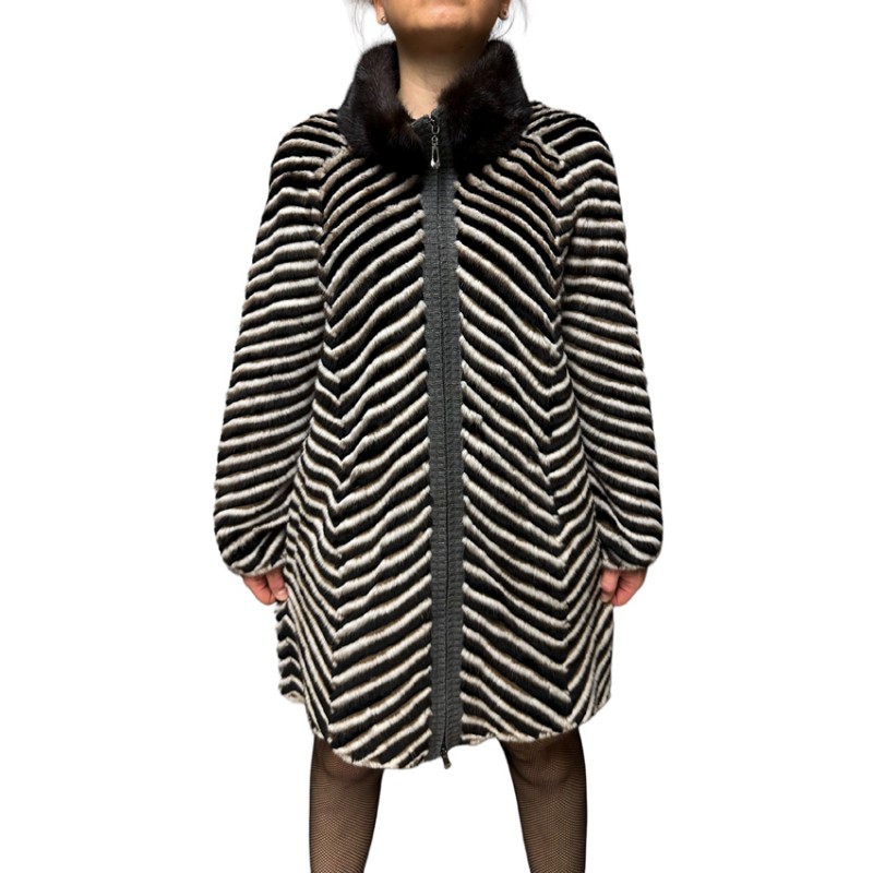 CECILLIA WOMENS MINK-REX FUR BROWN