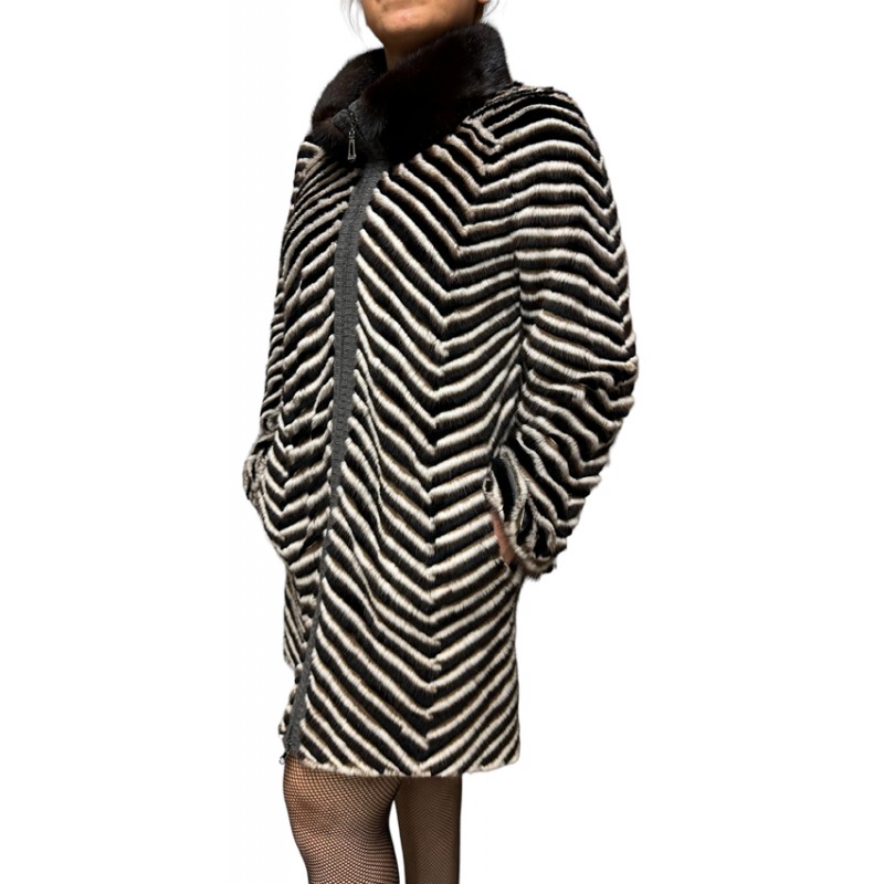 CECILLIA WOMENS MINK-REX FUR BROWN