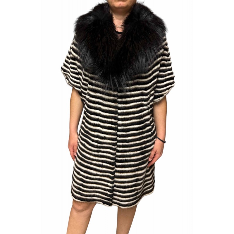 CHINO-1 WOMENS SHORT SLEEVED MINK-REX FUR BROWN-BEIGE