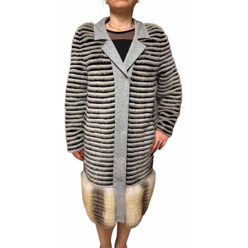 COMBO WOMENS GREY MINK-REX FUR