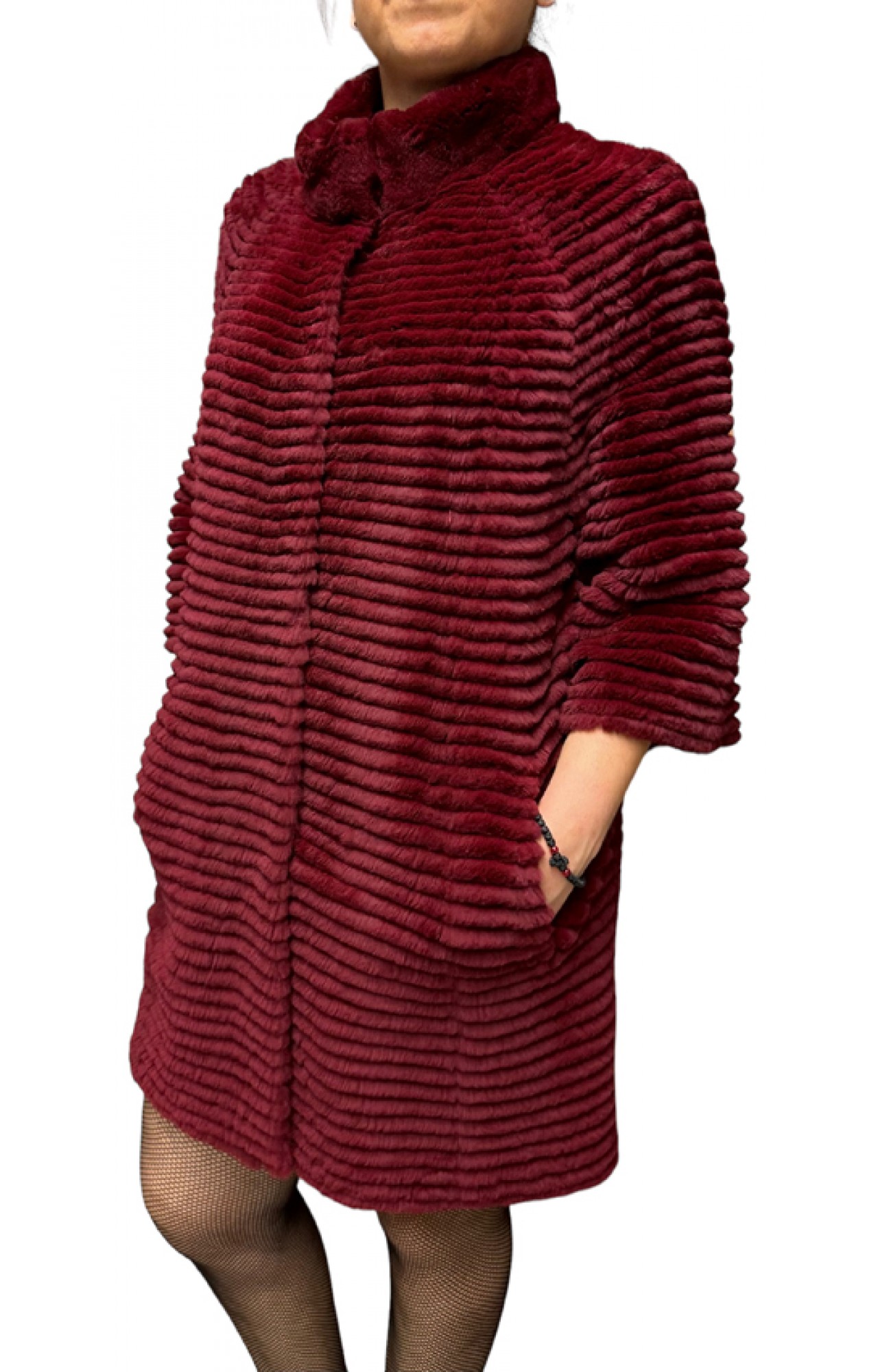 DENYSSE WOMENS REX FUR BORDEAUX