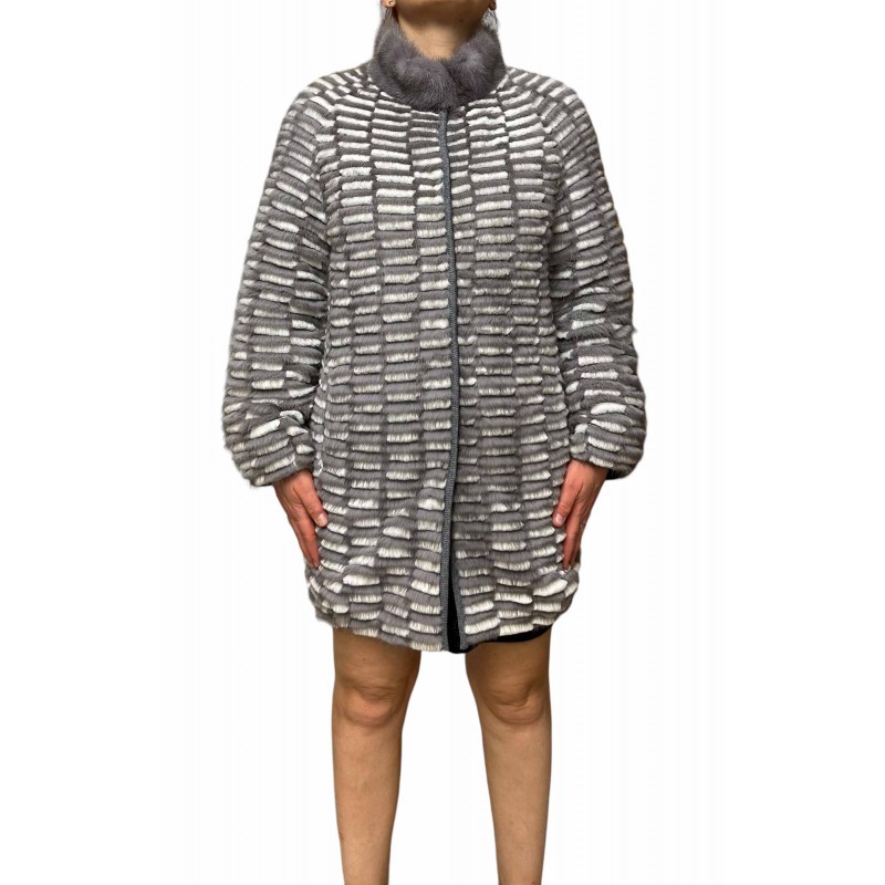 FESTIVAL WOMENS DOUBLE-SIDED MINK-REX FUR GREY