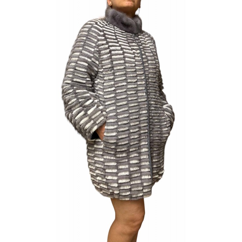 FESTIVAL WOMENS DOUBLE-SIDED MINK-REX FUR GREY FESTIVAL WOMENS DOUBLE-SIDED MINK-REX FUR GREY