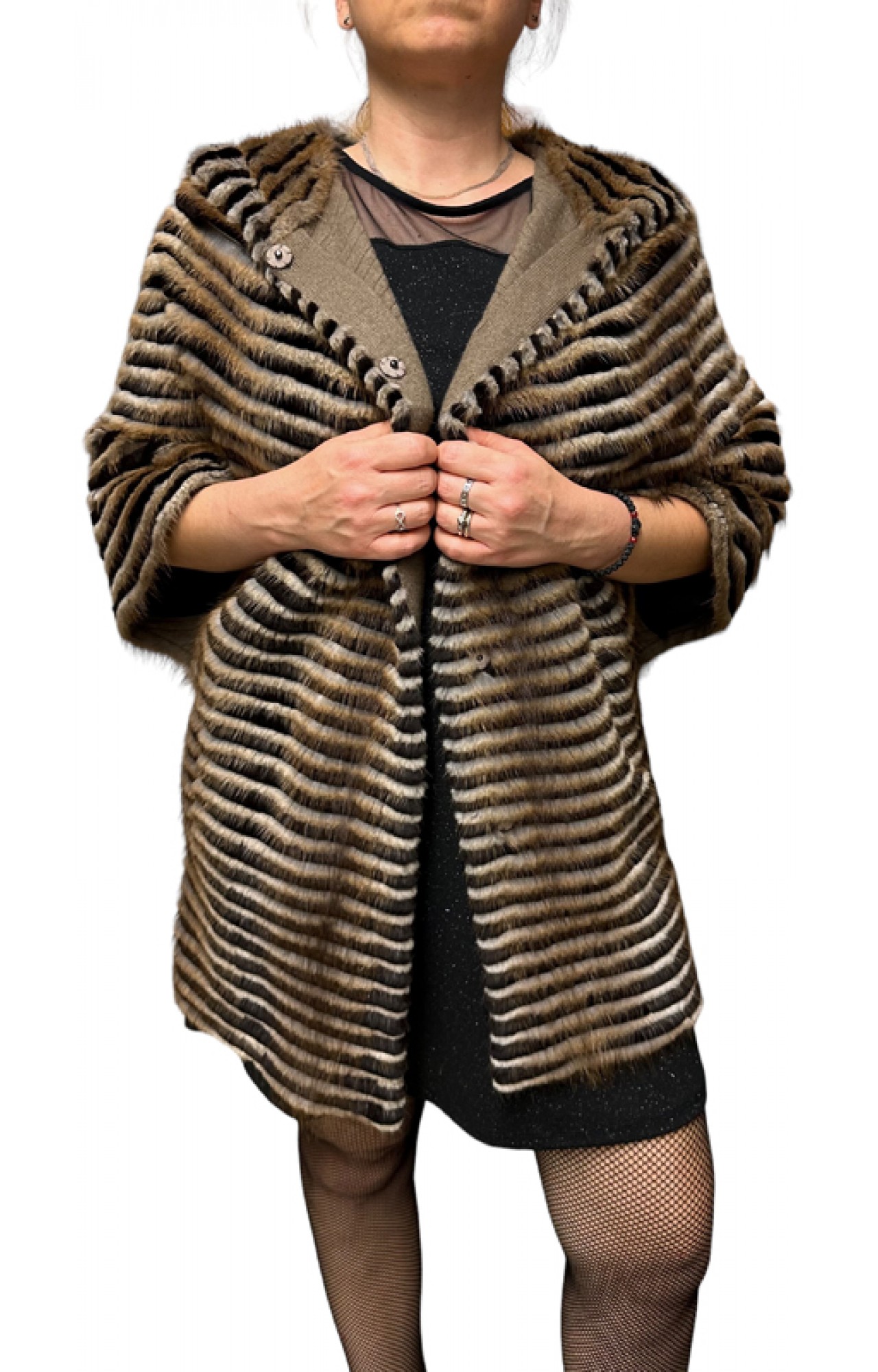 FRENCH WOMENS MINK-REX FUR BROWN