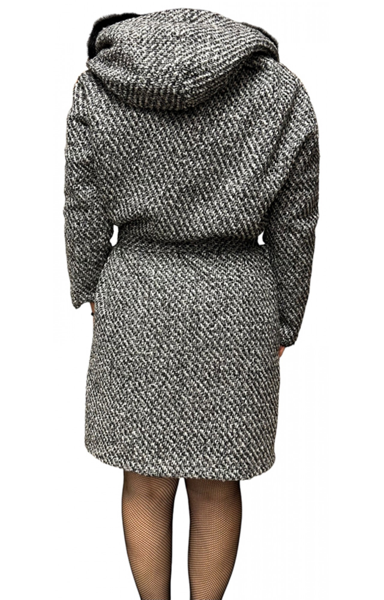 GALEA WOMENS DOUBLE-SIDED MINK-REX FUR GREY-BLACK