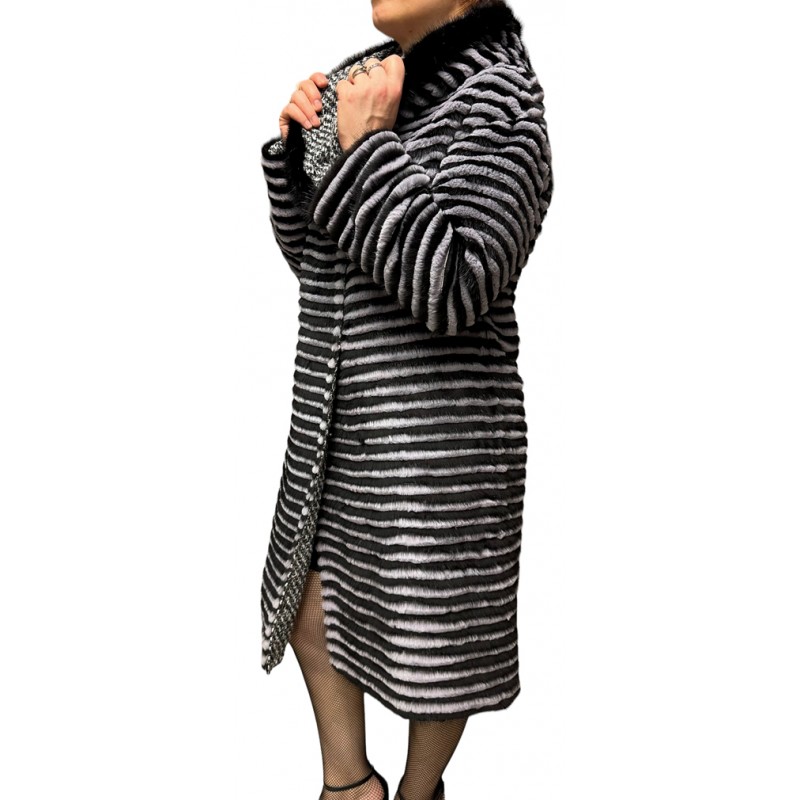 GALEA ΓΥΝΑΙΚΕΙΑ ΓΟΥΝΑ ΔΙΠΛΗΣ ΟΨΗΣ MINK-REX ΓΚΡΙ-ΜΑΥΡΟ