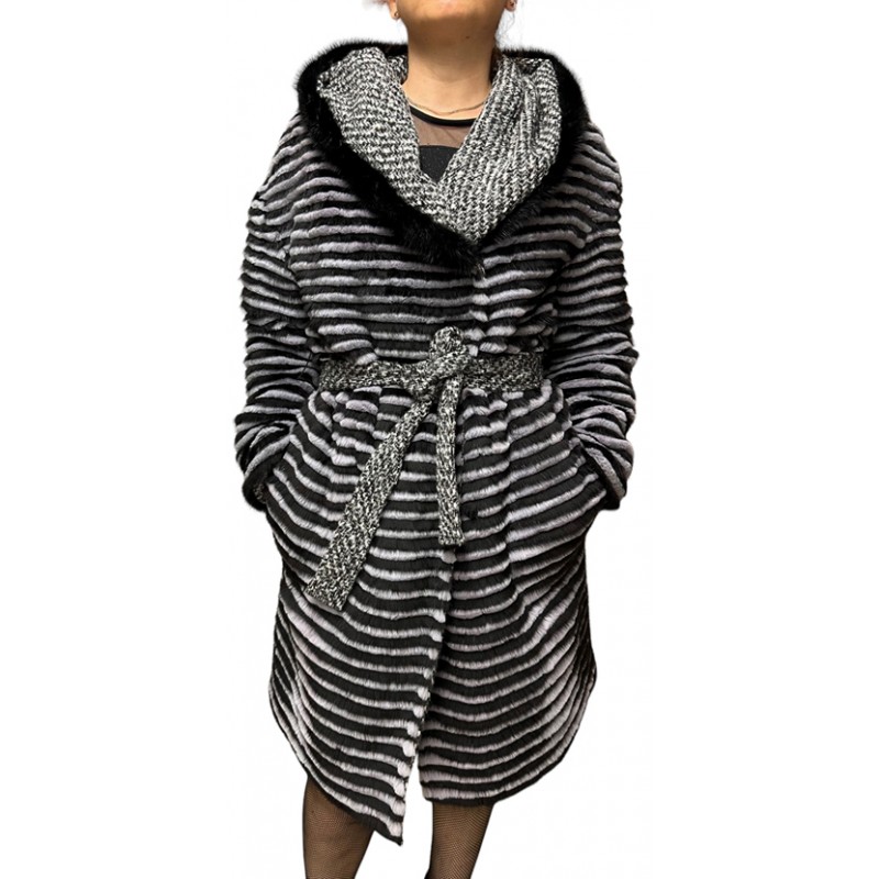 GALEA ΓΥΝΑΙΚΕΙΑ ΓΟΥΝΑ ΔΙΠΛΗΣ ΟΨΗΣ MINK-REX ΓΚΡΙ-ΜΑΥΡΟ