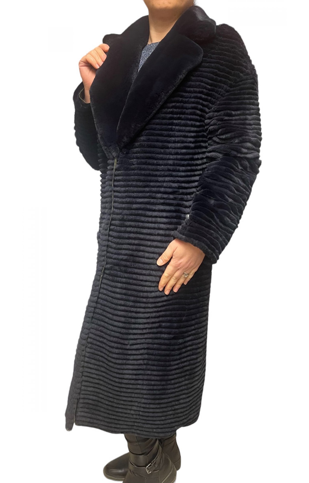 KATE WOMENS REX FUR DOUBLE SIDE BLACK