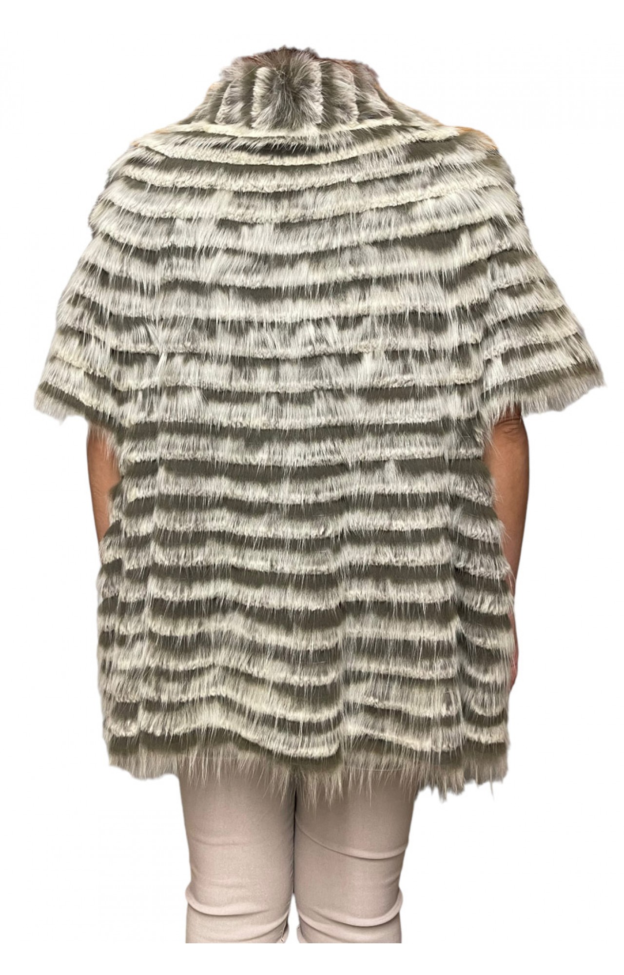 KYLIE WOMENS SHORT SLEEVES FOX-REX FUR GREY