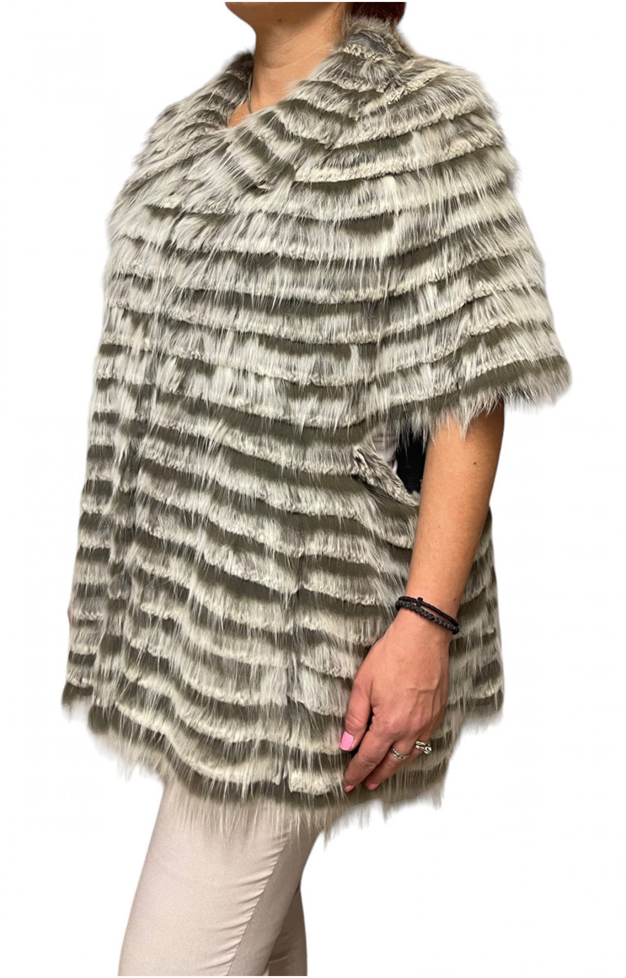 KYLIE WOMENS SHORT SLEEVES FOX-REX FUR GREY