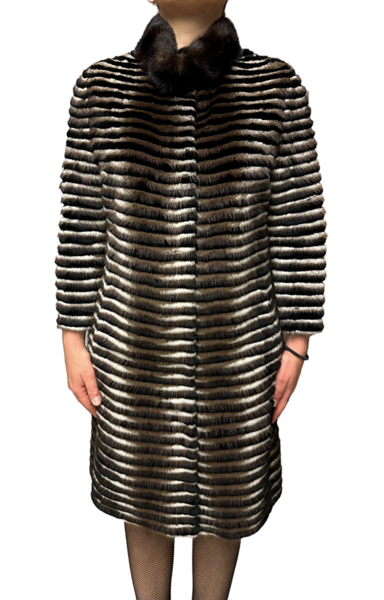 LAVENDER WOMENS MINK-REX FUR BLACK-BROWN