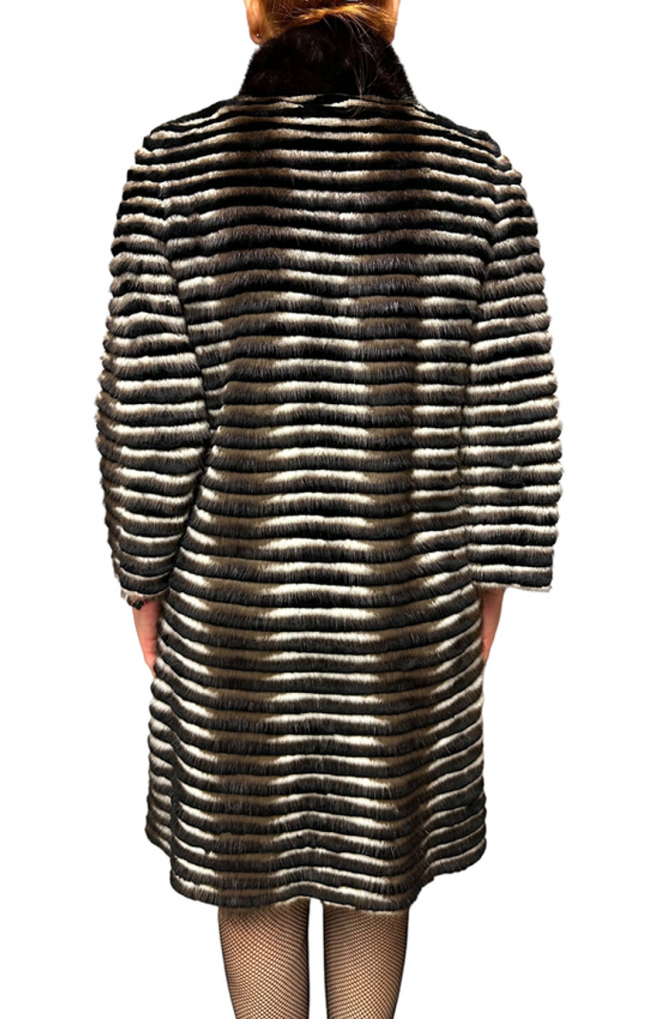 LAVENDER WOMENS MINK-REX FUR BLACK-BROWN