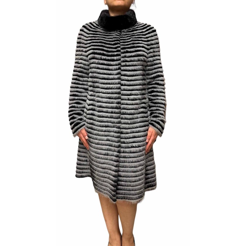 LOLA WOMENS MINK-REX FUR GREY-BLACK