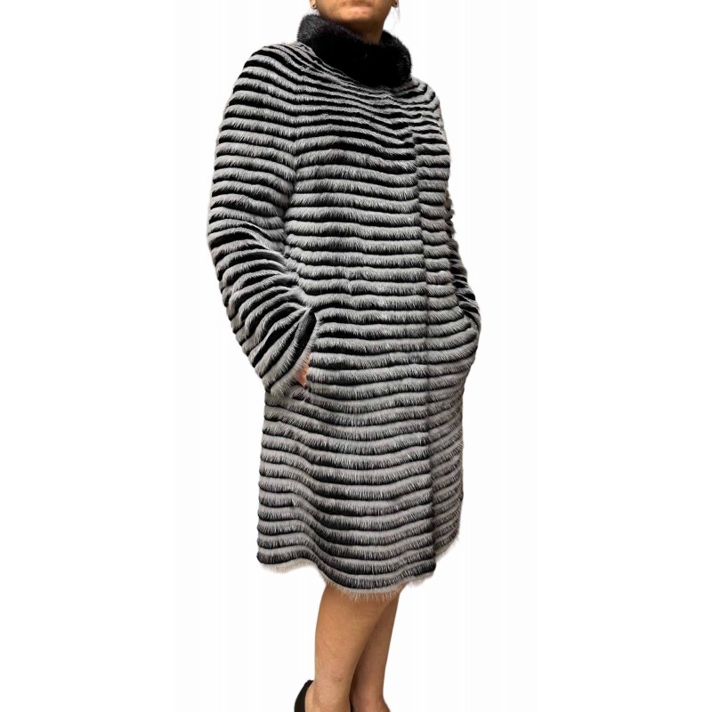 LOLA WOMENS MINK-REX FUR GREY-BLACK LOLA WOMENS MINK-REX FUR GREY-BLACK