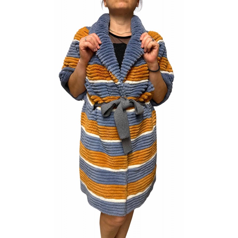 MILAN ΓΥΝΑΙΚΕΙΑ ΚΟΝΤΟΜΑΝΙΚΗ ΓΟΥΝΑ REX ΜΠΛΕ-ΠΟΡΤΟΚΑΛΙ