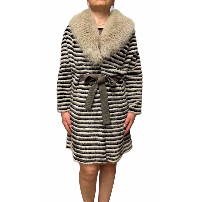 MADRID WOMENS MINK-REX FUR BEIGE-BLACK