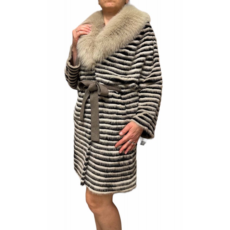 MADRID WOMENS MINK-REX FUR BEIGE-BLACK MADRID WOMENS MINK-REX FUR BEIGE-BLACK