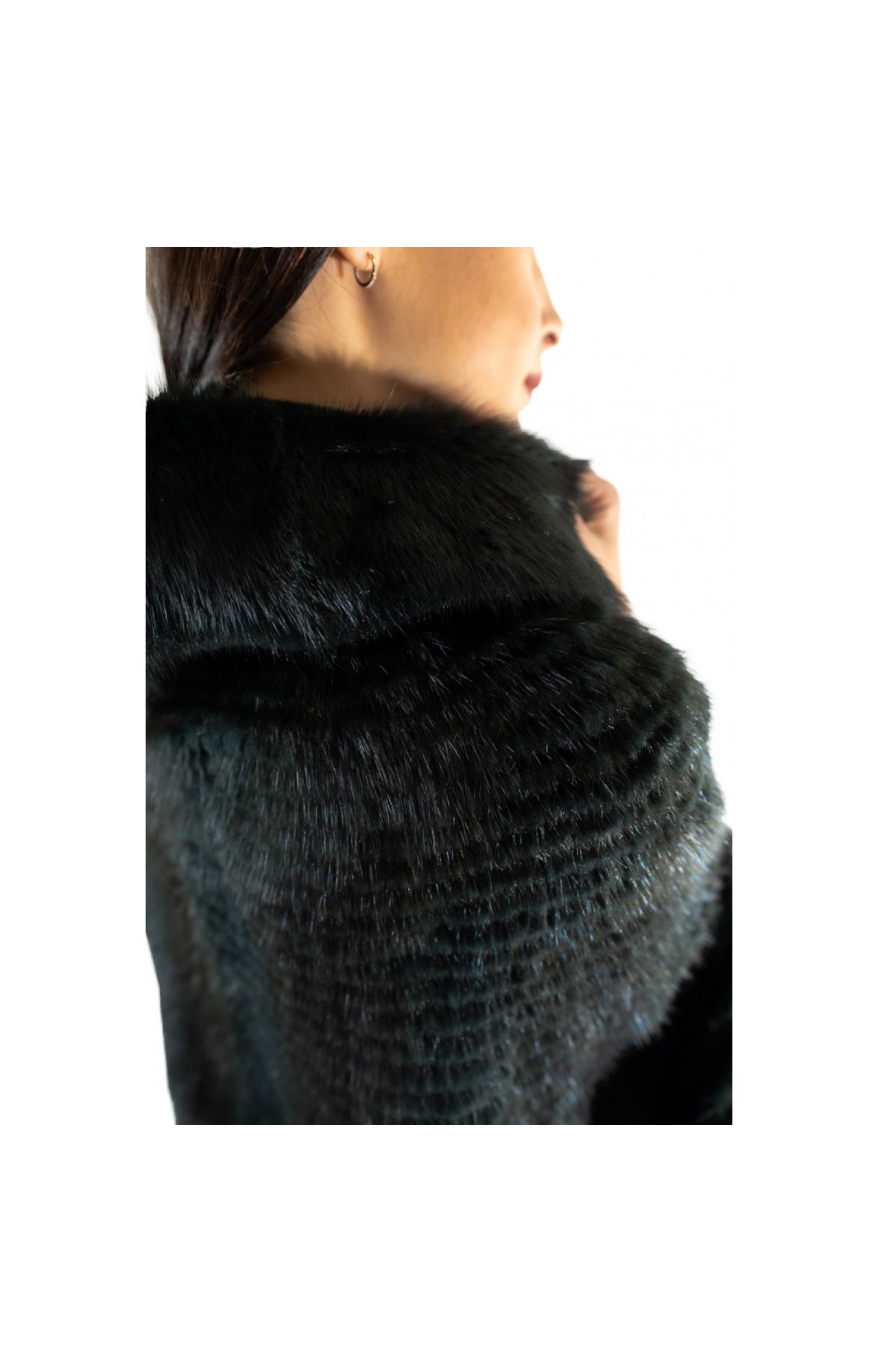 1005D GREEN WOMENS MINK PONCHO